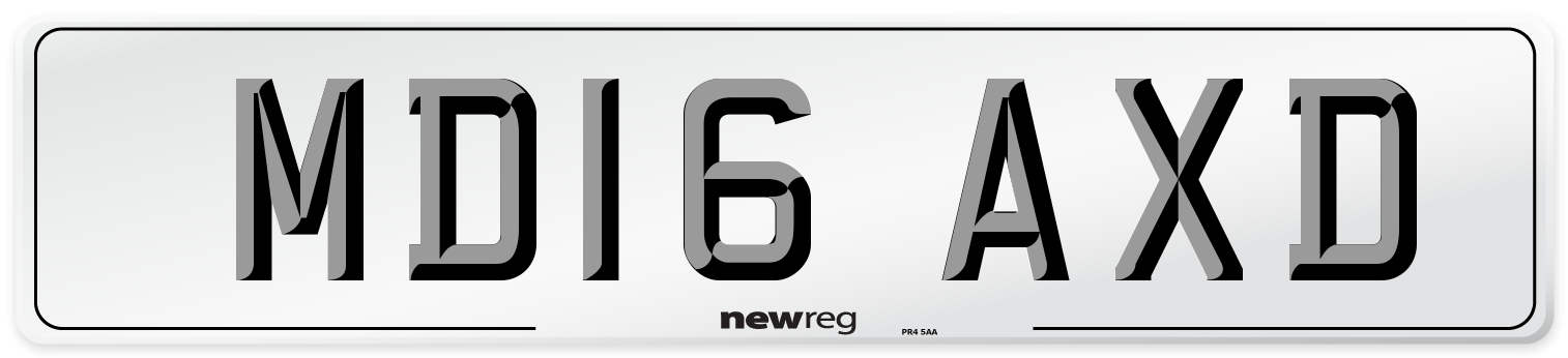 MD16 AXD Number Plate from New Reg